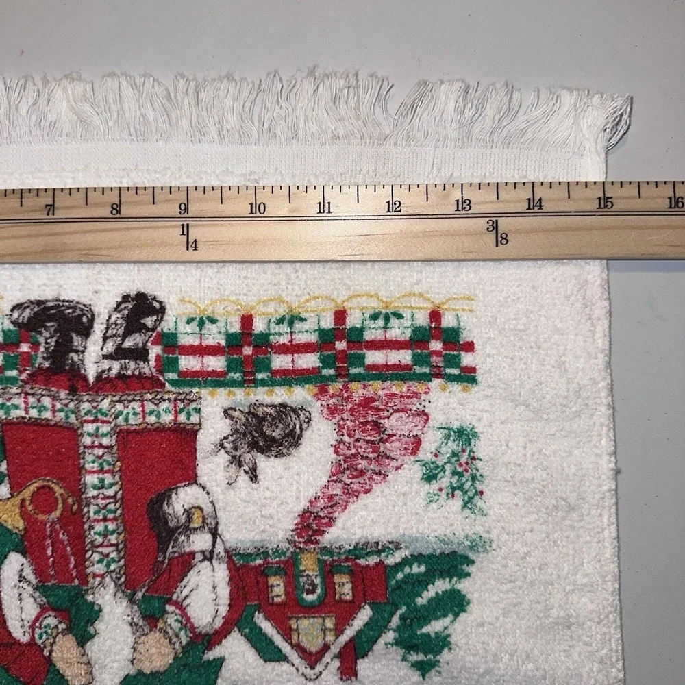 Vintage Cannon Tea Hand Towel Christmas Santa Cardinals Winter Fringe 15x24
